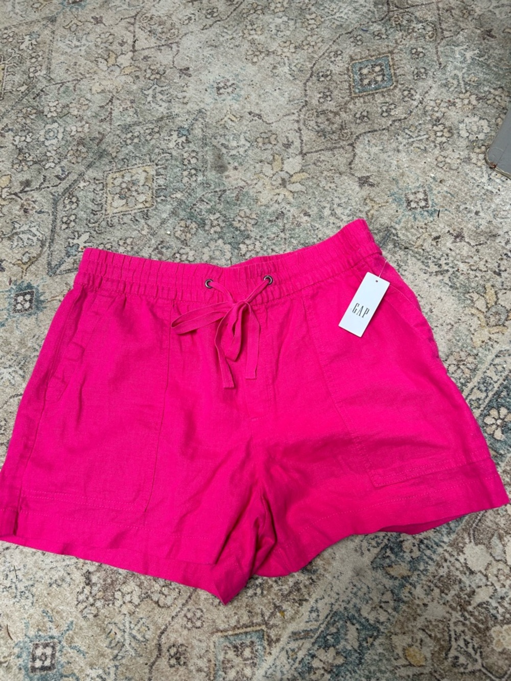 GAP Women's Bright Hot Pink Drawstring Shorts linen
